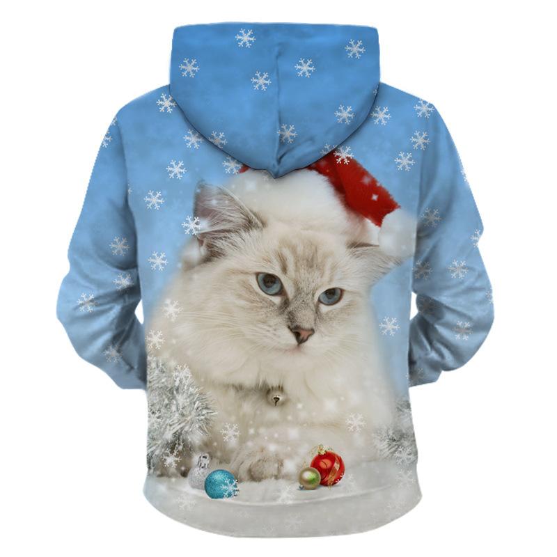 Unisex Men Women 2019 Christmas Ugly Cat Funny Snowman Christmas sweater Pockets  Funny Christmas Party