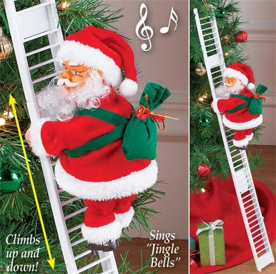 Christmas Santa Claus Electric Climb Ladder Hanging Decoration Christmas Tree Ornaments Funny New Year Kids Gifts Toys M810#