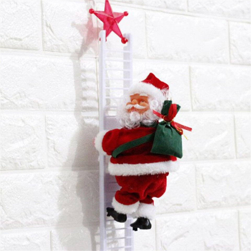 Christmas Santa Claus Electric Climb Ladder Hanging Decoration Christmas Tree Ornaments Funny New Year Kids Gifts Toys M810#