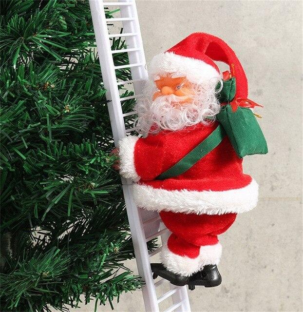Christmas Santa Claus Electric Climb Ladder Hanging Decoration Christmas Tree Ornaments Funny New Year Kids Gifts Toys M810#