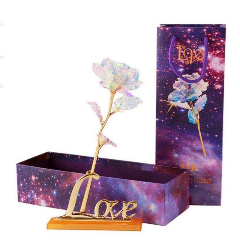 Valentine's Day Creative Gift 24K Foil Plated Rose Gold Rose Lasts Forever Love Wedding Decor Lover Lighting Rose Lovers gift