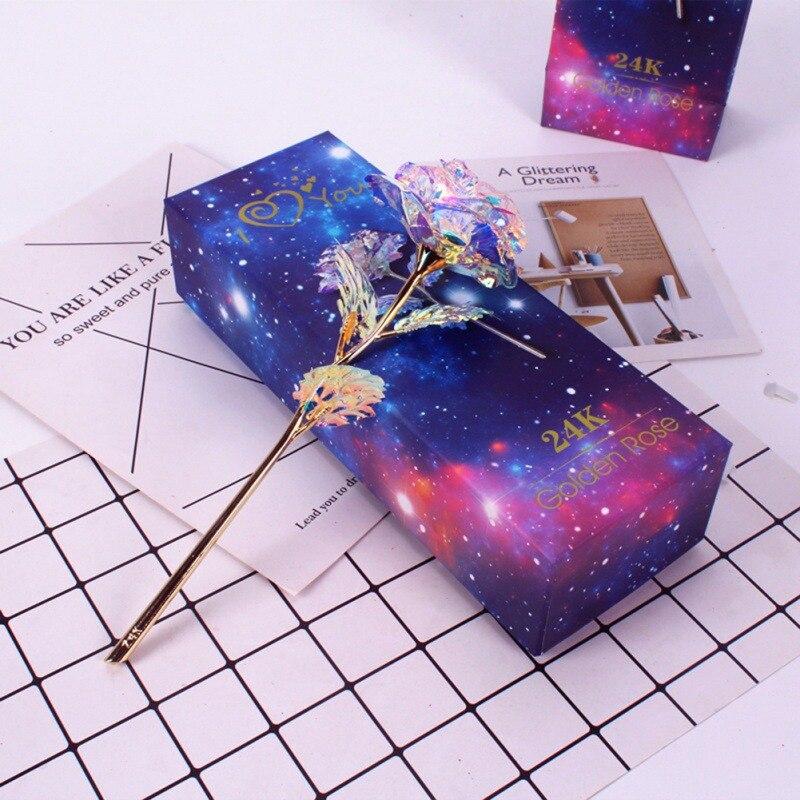 Valentine's Day Creative Gift 24K Foil Plated Rose Gold Rose Lasts Forever Love Wedding Decor Lover Lighting Rose Lovers gift