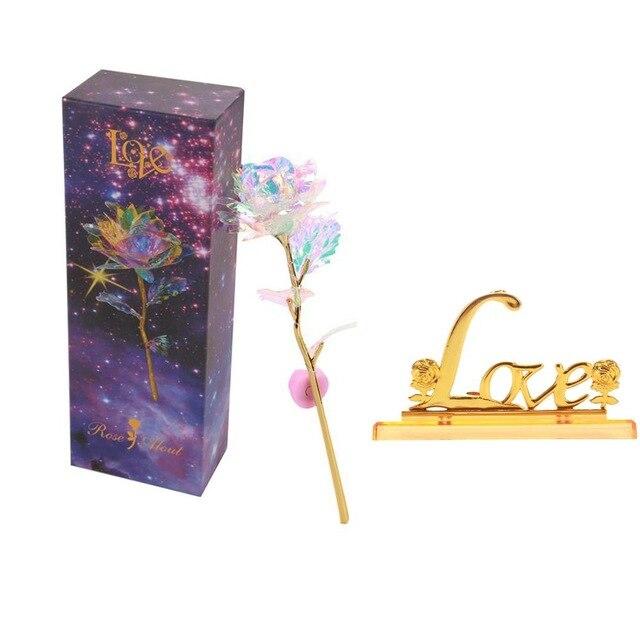 Valentine's Day Creative Gift 24K Foil Plated Rose Gold Rose Lasts Forever Love Wedding Decor Lover Lighting Rose Lovers gift