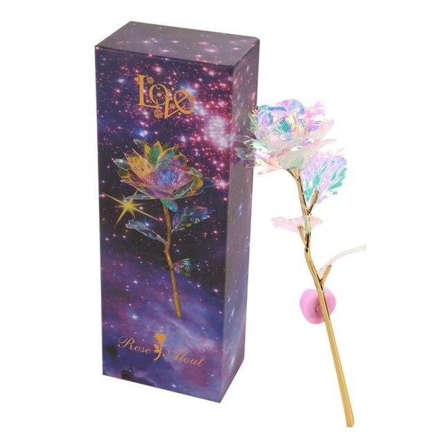 Valentine's Day Creative Gift 24K Foil Plated Rose Gold Rose Lasts Forever Love Wedding Decor Lover Lighting Rose Lovers gift