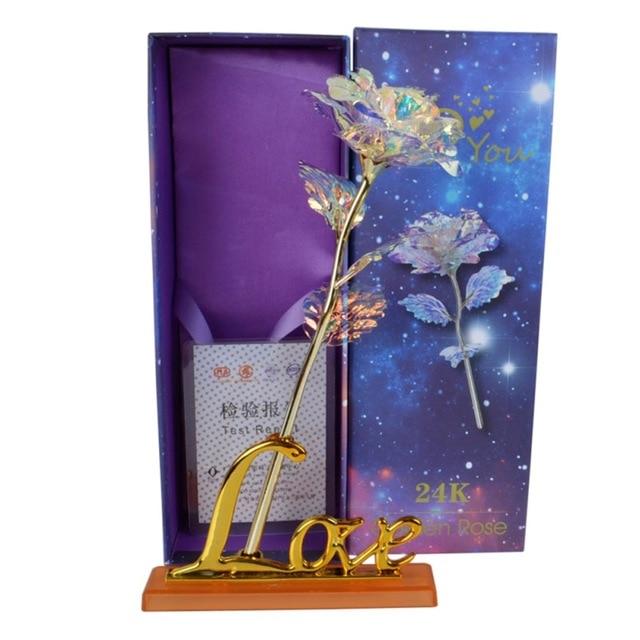 Valentine's Day Creative Gift 24K Foil Plated Rose Gold Rose Lasts Forever Love Wedding Decor Lover Lighting Rose Lovers gift