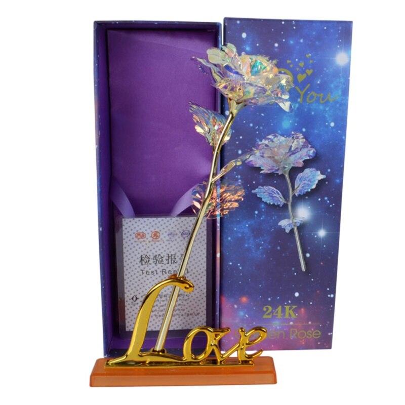 Valentine's Day Creative Gift 24K Foil Plated Rose Gold Rose Lasts Forever Love Wedding Decor Lover Lighting Rose Lovers gift