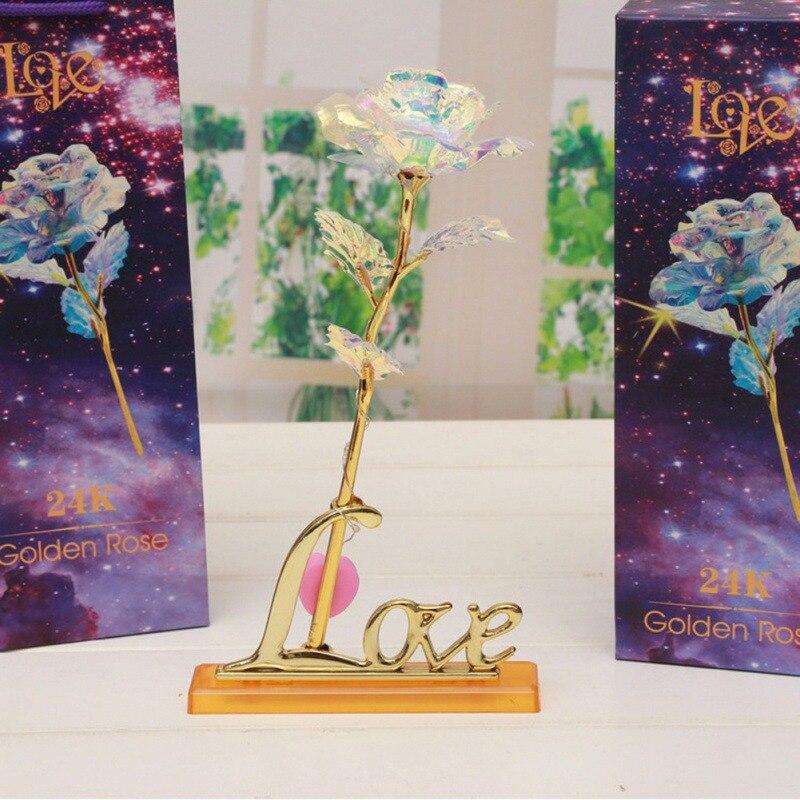 Valentine's Day Creative Gift 24K Foil Plated Rose Gold Rose Lasts Forever Love Wedding Decor Lover Lighting Rose Lovers gift