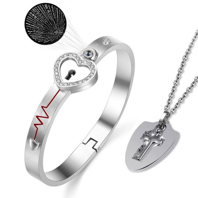 Love Lock Your Heart Bracelet Set