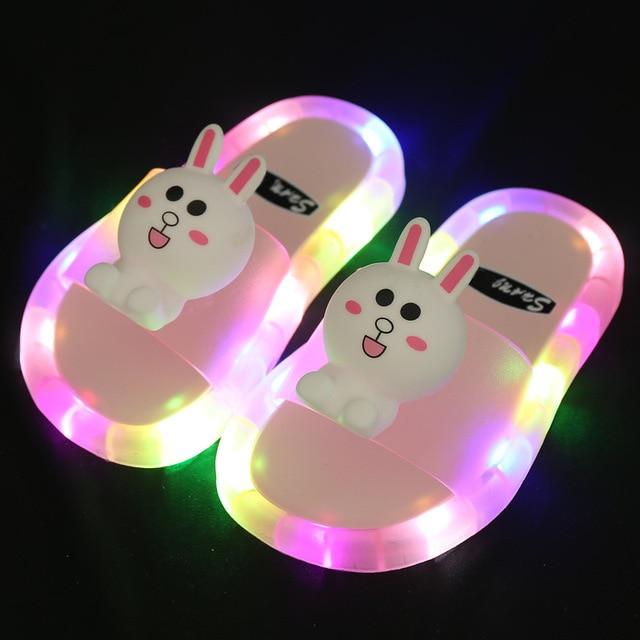 Summer fashion children's slippers boys and girls indoor and outdoor soft soles non-slip baby web celebrity luminous shoes