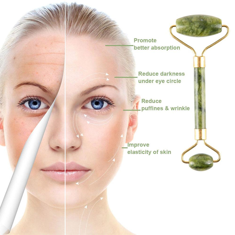 Massager For Face Jade Roller Facial Skin Care Tools Natural  Gouache Scraper Body Back Beauty Slimming Massagers Roller Set