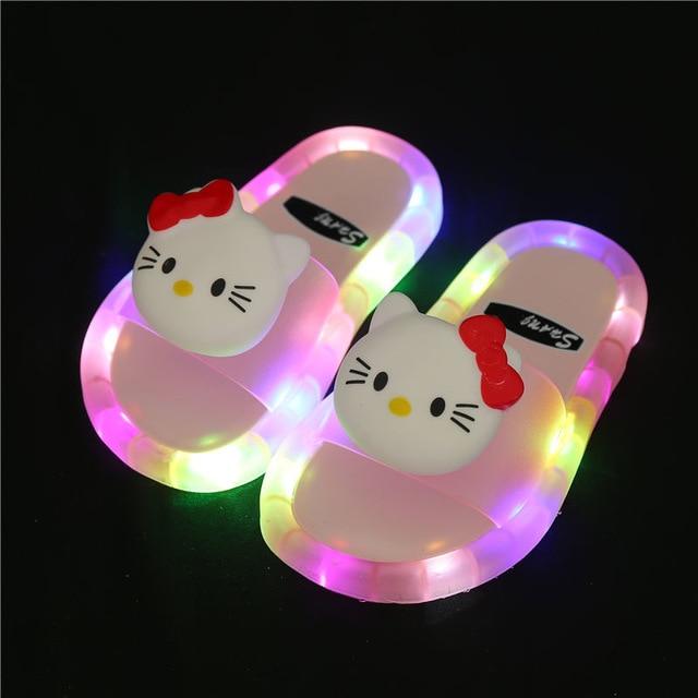 Summer fashion children's slippers boys and girls indoor and outdoor soft soles non-slip baby web celebrity luminous shoes