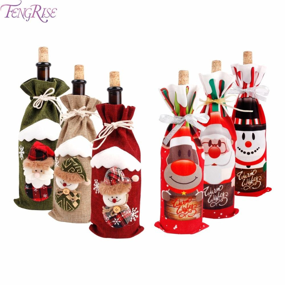 Santa Claus Christmas Wine Bottle Cover  Xmas Ornaments Gifts, New Year 2021