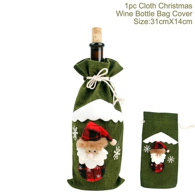 Santa Claus Christmas Wine Bottle Cover  Xmas Ornaments Gifts, New Year 2021
