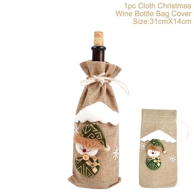 Santa Claus Christmas Wine Bottle Cover  Xmas Ornaments Gifts, New Year 2021
