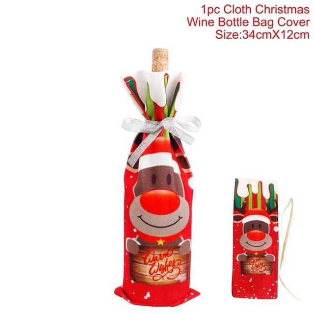 Santa Claus Christmas Wine Bottle Cover  Xmas Ornaments Gifts, New Year 2021