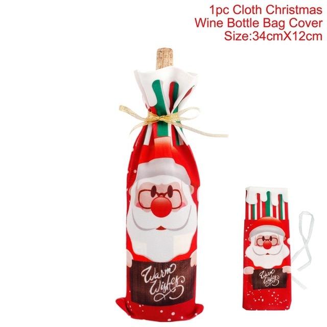 Santa Claus Christmas Wine Bottle Cover  Xmas Ornaments Gifts, New Year 2021