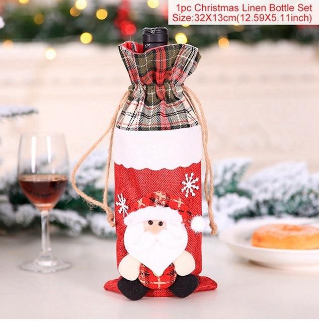 Santa Claus Christmas Wine Bottle Cover  Xmas Ornaments Gifts, New Year 2021