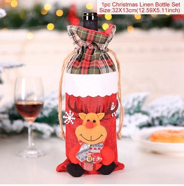 Santa Claus Christmas Wine Bottle Cover  Xmas Ornaments Gifts, New Year 2021