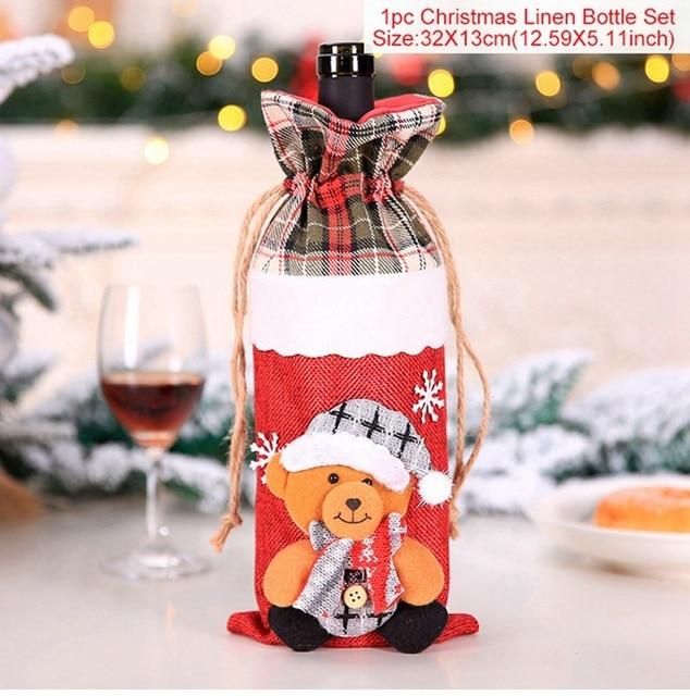 Santa Claus Christmas Wine Bottle Cover  Xmas Ornaments Gifts, New Year 2021