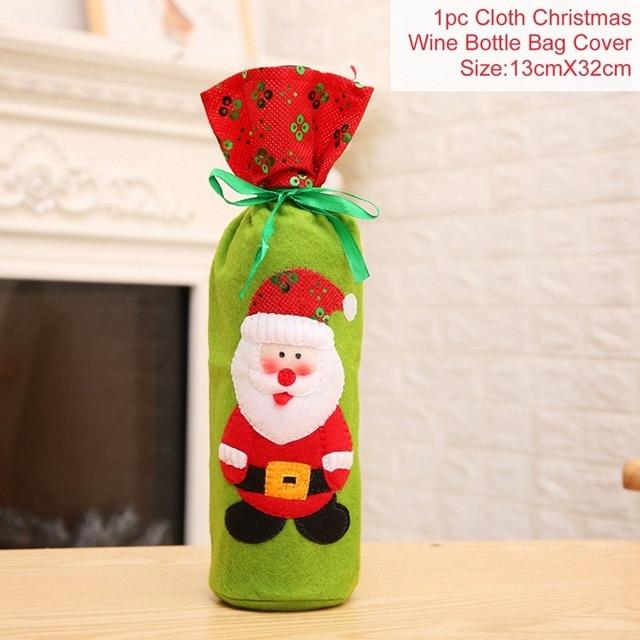 Santa Claus Christmas Wine Bottle Cover  Xmas Ornaments Gifts, New Year 2021