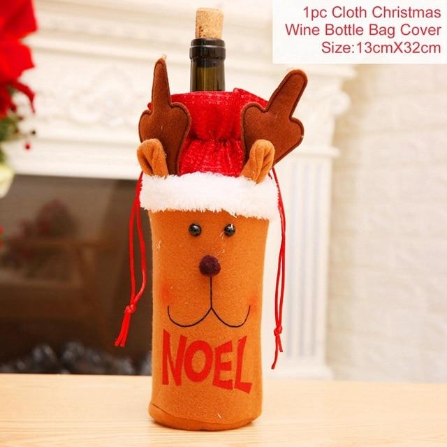 Santa Claus Christmas Wine Bottle Cover  Xmas Ornaments Gifts, New Year 2021