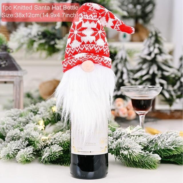 Santa Claus Christmas Wine Bottle Cover  Xmas Ornaments Gifts, New Year 2021