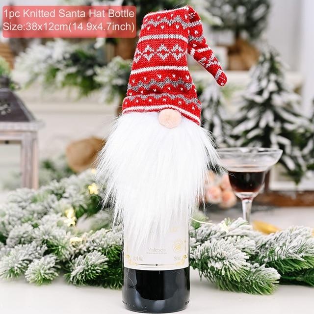 Santa Claus Christmas Wine Bottle Cover  Xmas Ornaments Gifts, New Year 2021