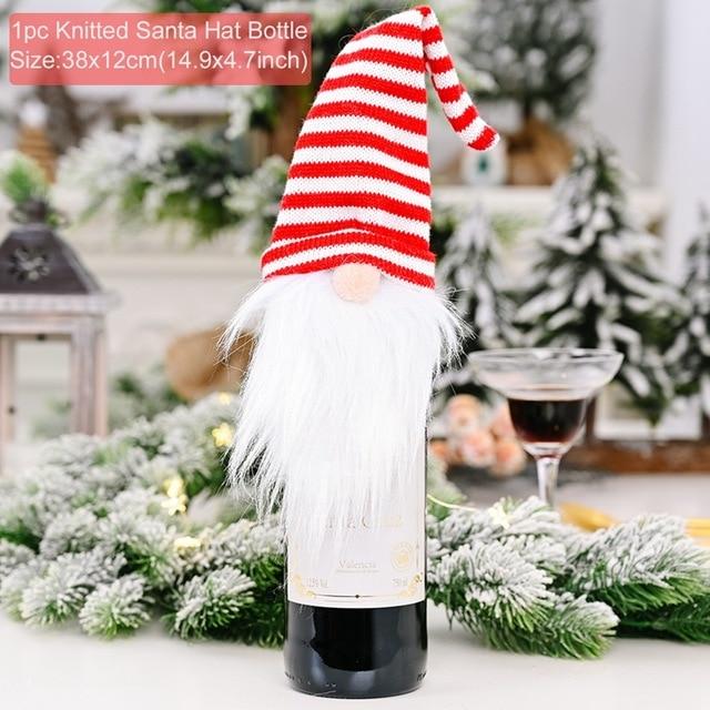 Santa Claus Christmas Wine Bottle Cover  Xmas Ornaments Gifts, New Year 2021