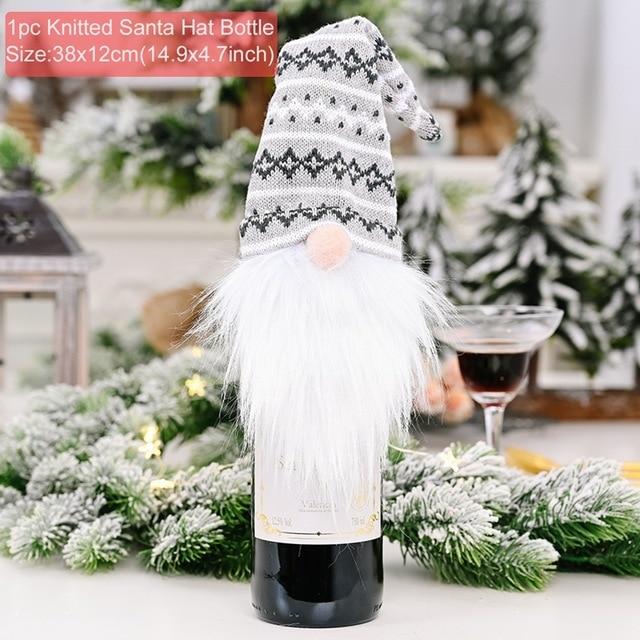 Santa Claus Christmas Wine Bottle Cover  Xmas Ornaments Gifts, New Year 2021