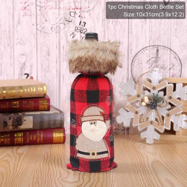 Santa Claus Christmas Wine Bottle Cover  Xmas Ornaments Gifts, New Year 2021
