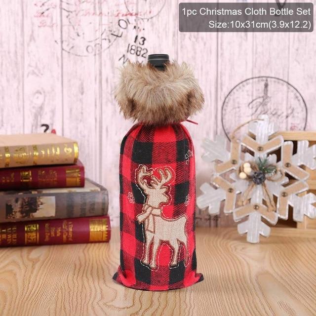 Santa Claus Christmas Wine Bottle Cover  Xmas Ornaments Gifts, New Year 2021