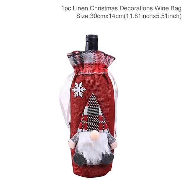 Santa Claus Christmas Wine Bottle Cover  Xmas Ornaments Gifts, New Year 2021