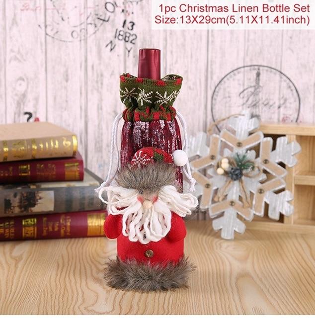 Santa Claus Christmas Wine Bottle Cover  Xmas Ornaments Gifts, New Year 2021