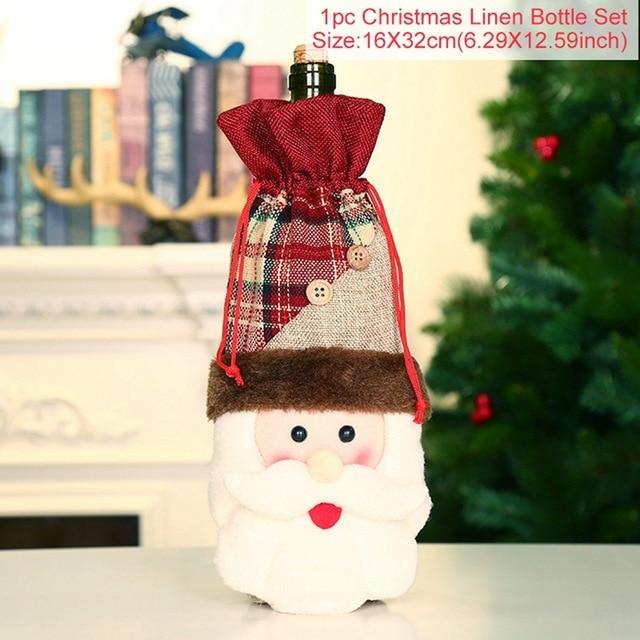 Santa Claus Christmas Wine Bottle Cover  Xmas Ornaments Gifts, New Year 2021