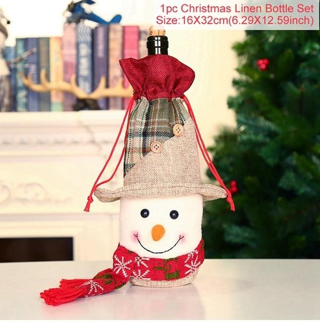 Santa Claus Christmas Wine Bottle Cover  Xmas Ornaments Gifts, New Year 2021