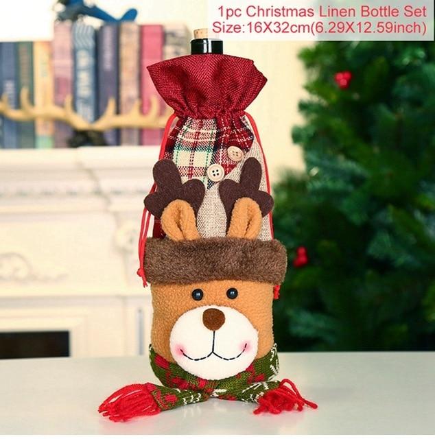 Santa Claus Christmas Wine Bottle Cover  Xmas Ornaments Gifts, New Year 2021