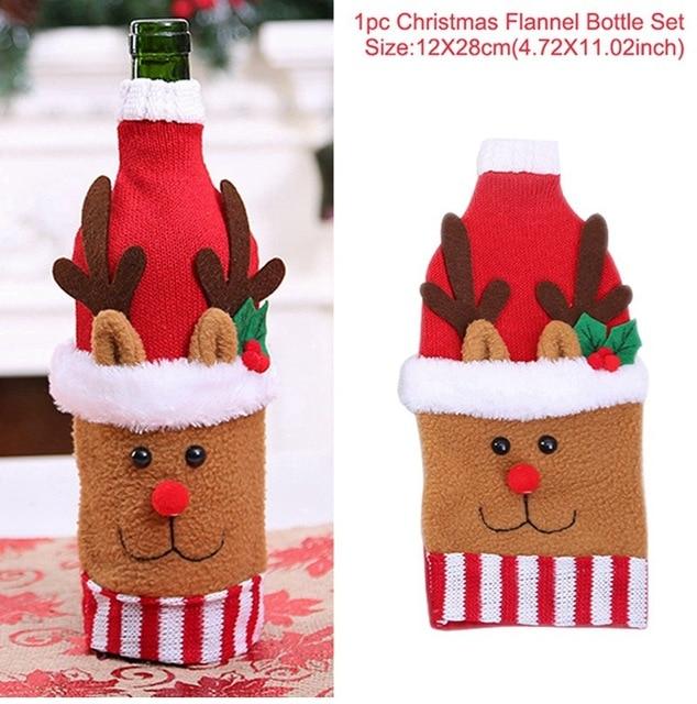 Santa Claus Christmas Wine Bottle Cover  Xmas Ornaments Gifts, New Year 2021
