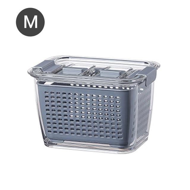 Plastic Double Sealed Drain Storage Box Refrigerator Fruit Vegetable Drain Storage Containers With Lid Kitchen Fridge Organizer