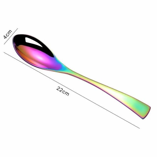 Spklifey Rainbow Cutlery Black Dinnerware Set 304 Stainless Steel Cutlery Set Knife Fork Spoon Tableware Wedding Silverware Set