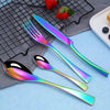 Spklifey Rainbow Cutlery Black Dinnerware Set 304 Stainless Steel Cutlery Set Knife Fork Spoon Tableware Wedding Silverware Set