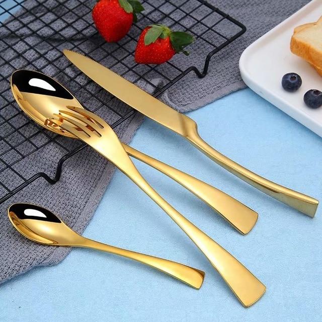 Spklifey Rainbow Cutlery Black Dinnerware Set 304 Stainless Steel Cutlery Set Knife Fork Spoon Tableware Wedding Silverware Set