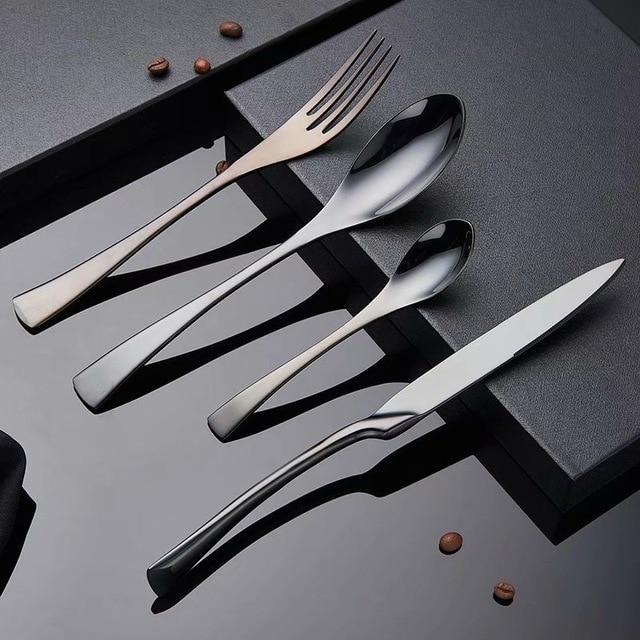 Spklifey Rainbow Cutlery Black Dinnerware Set 304 Stainless Steel Cutlery Set Knife Fork Spoon Tableware Wedding Silverware Set