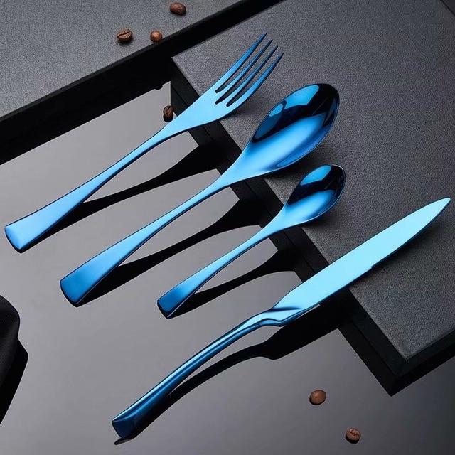 Spklifey Rainbow Cutlery Black Dinnerware Set 304 Stainless Steel Cutlery Set Knife Fork Spoon Tableware Wedding Silverware Set