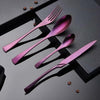 Spklifey Rainbow Cutlery Black Dinnerware Set 304 Stainless Steel Cutlery Set Knife Fork Spoon Tableware Wedding Silverware Set