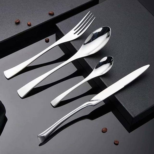 Spklifey Rainbow Cutlery Black Dinnerware Set 304 Stainless Steel Cutlery Set Knife Fork Spoon Tableware Wedding Silverware Set