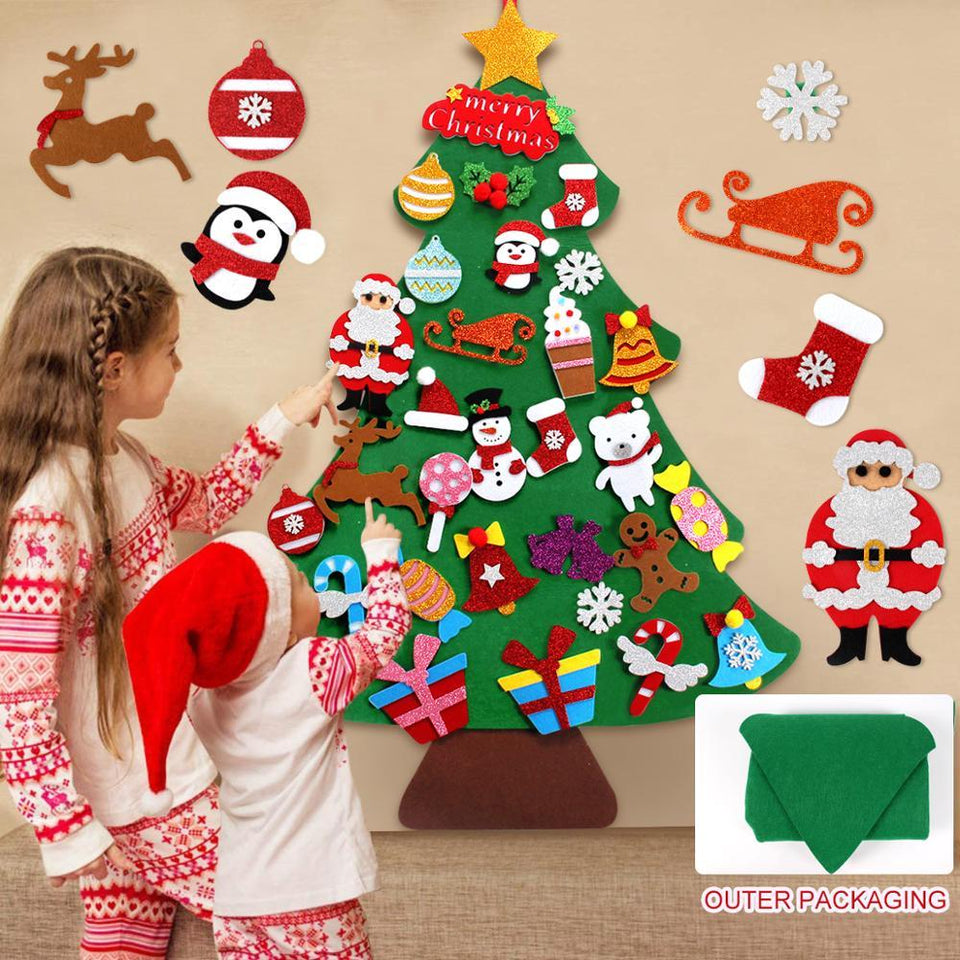 DIY Felt Christmas Tree Decor Santa Claus Kids Toys Christmas Decor