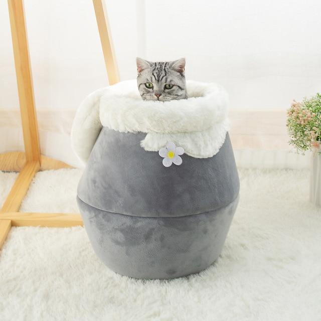 Winter Warm Cat Bed Plush Soft Portable Foldable Cute Cat House Cave Sleeping Bag Cushion Thickened Pet Bed Kittens Products