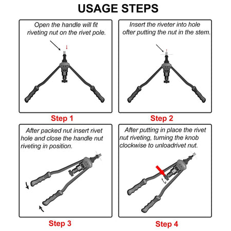 Premium Automatic Rivet Tool Set / DOUBLE HANDLE RIVETING TOOL