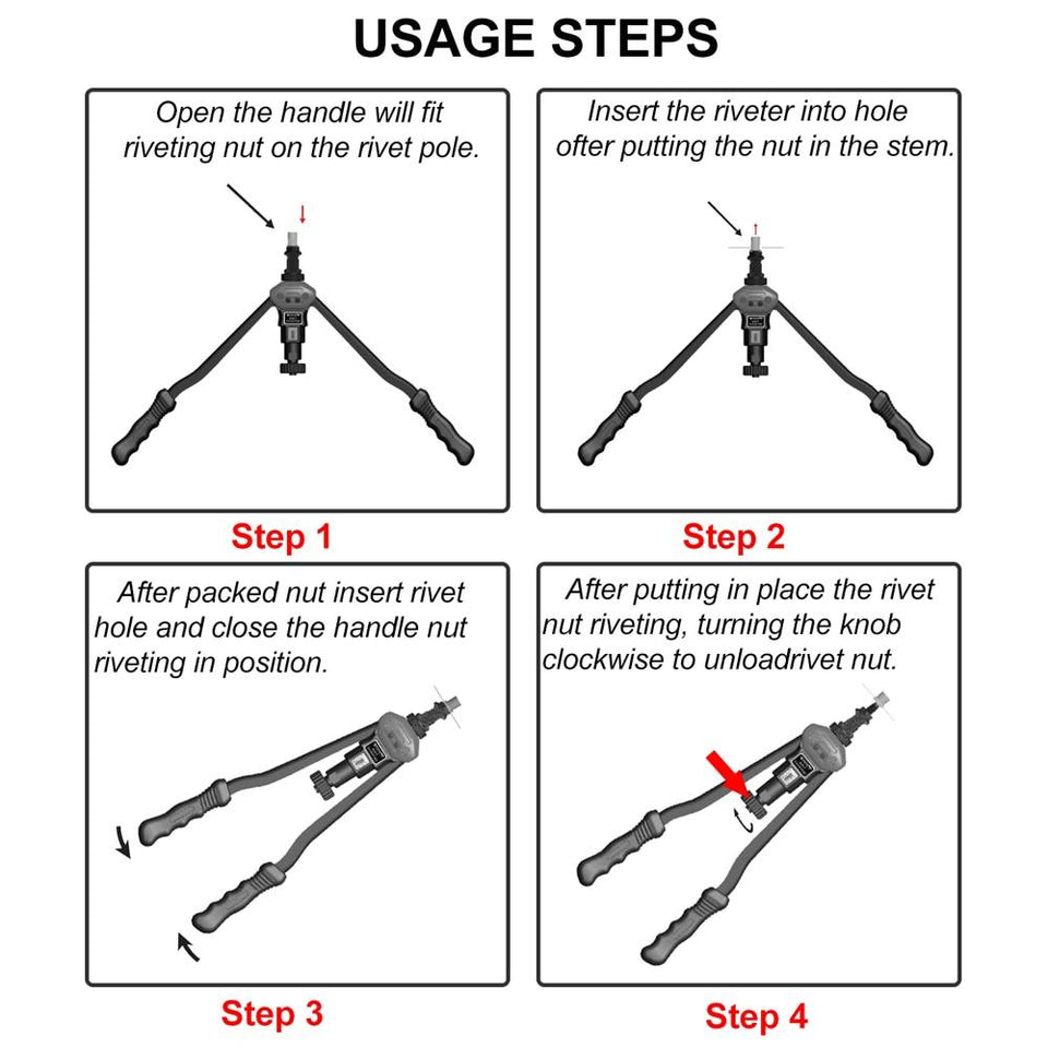 Premium Automatic Rivet Tool Set / DOUBLE HANDLE RIVETING TOOL