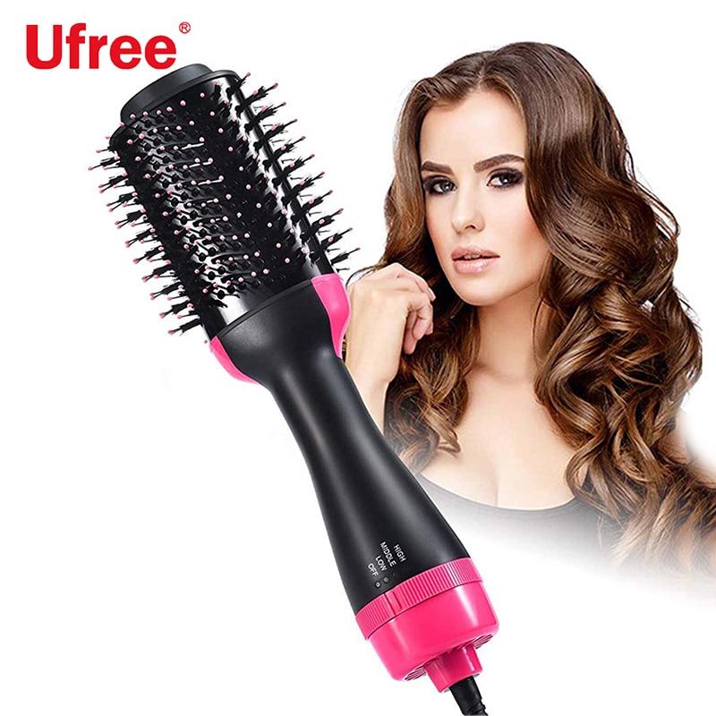One Step Hair Dryer & Volumizer Salon Hot Air Paddle Styling Brush Negative Ion Generator Hair Straightener Curler